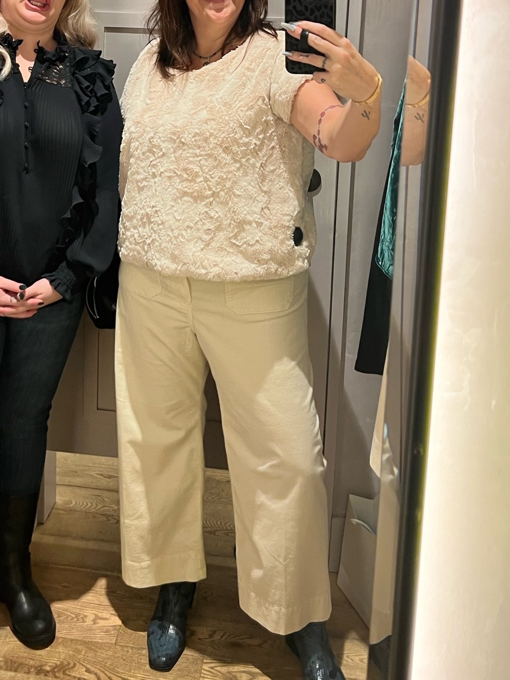 Anthropologie Maeve Colette Cream High Rise Cropped Corduroy Pants Size 33 - Picture 1 of 7